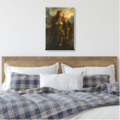 Strijder Queen in Gold Armour met Kroon en Zwaard Canvas Afdruk (Insitu (Slaapkamer))