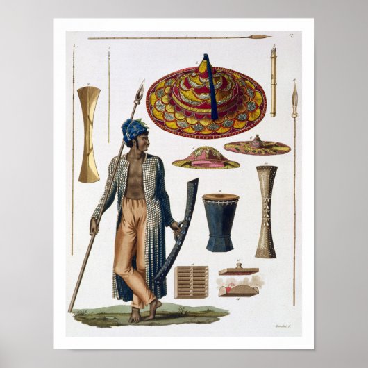 Strijder van het eiland Guebe met items uit het ge Poster (Voorkant)