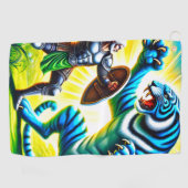 Strijder vecht tegen een tijger golfhanddoek (Horizontaal)
