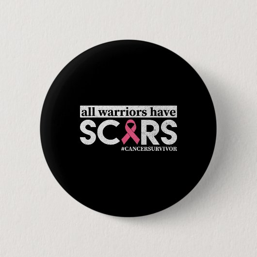 Strijders hebben littekens borstkanker bewustzijn ronde button 5,7 cm (Voorkant)