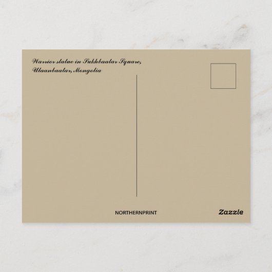 Strijdersbeeld op Sukhbaatar Square in Mongolië Briefkaart (Achterkant)