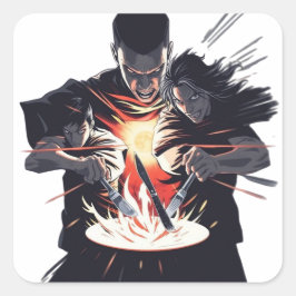 Strijdfeest: opkomst van de culinaire krijgers vierkante sticker