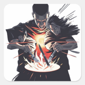 Strijdfeest: opkomst van de culinaire krijgers vierkante sticker