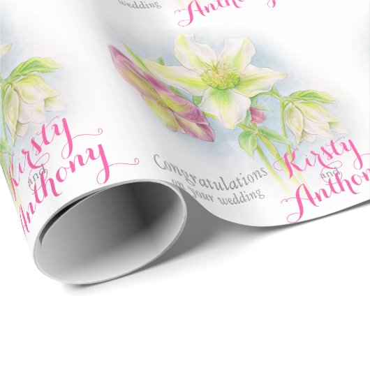 Strijdhellebores waterverf cadeaupapier (Rol Hoek)