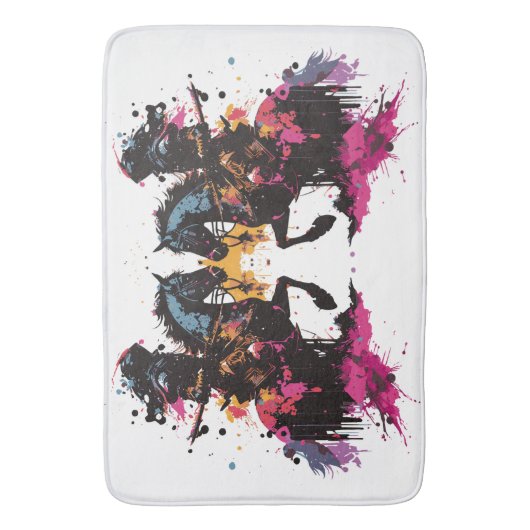 Strijdpaard in waterverf badmat (Voorkant Verticaal)