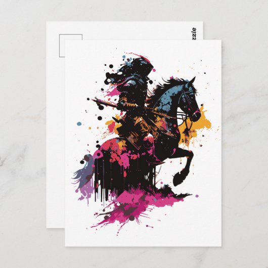 Strijdpaard in waterverf briefkaart (Voorkant / Achterkant)