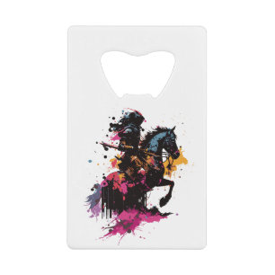 Strijdpaard in waterverf creditkaart flessenopener