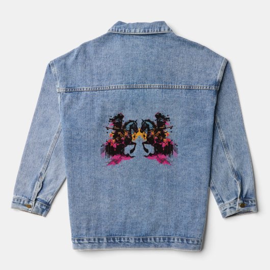 Strijdpaard in waterverf denim jacket (Achterkant)