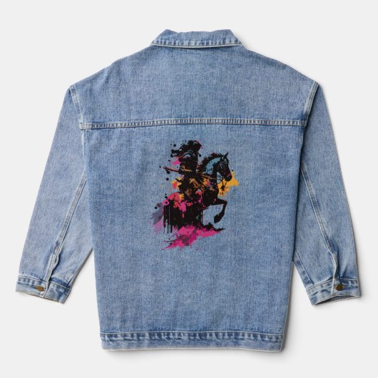 Strijdpaard in waterverf denim jacket (Achterkant)