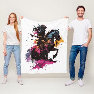 Strijdpaard in waterverf fleece deken
