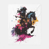 Strijdpaard in waterverf fleece deken (Voorkant)