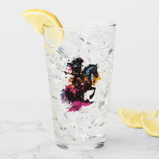 Strijdpaard in waterverf glas (Voorkant ijs)