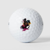 Strijdpaard in waterverf golfballen (Voorkant)