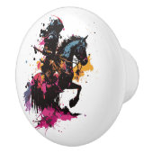 Strijdpaard in waterverf keramische knop (Rechts)