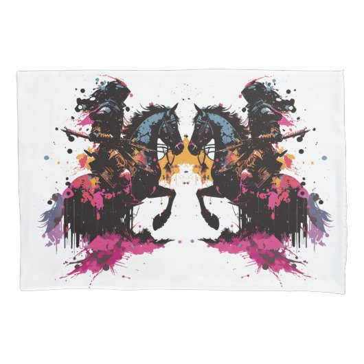 Strijdpaard in waterverf kussensloop (Voorkant-Links)