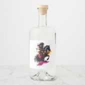 Strijdpaard in waterverf likeurfles etiket (Voorkant)