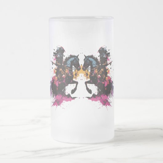 Strijdpaard in waterverf matglas bierpul (Center)