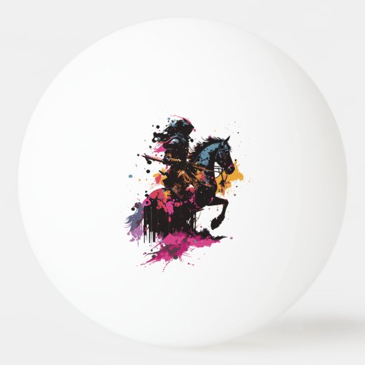 Strijdpaard in waterverf pingpongbal (Voorkant)