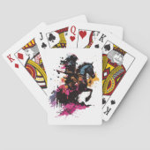Strijdpaard in waterverf pokerkaarten (Achterkant)