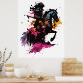 Strijdpaard in waterverf poster (Keuken)