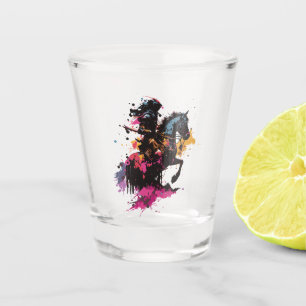Strijdpaard in waterverf shot glas