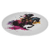 Strijdpaard in waterverf snijplank (Hoek)