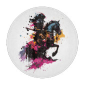 Strijdpaard in waterverf snijplank (Voorkant)