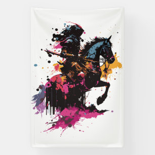 Strijdpaard in waterverf spandoek