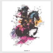 Strijdpaard in waterverf sticker (Vel)