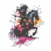 Strijdpaard in waterverf sticker (Voorkant)