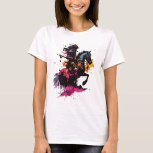 Strijdpaard in waterverf t-shirt