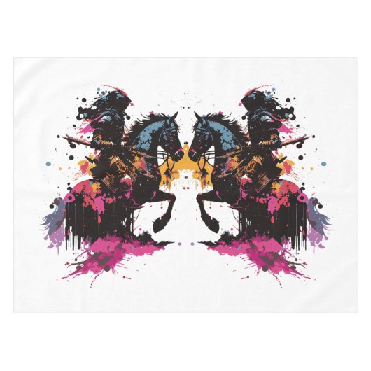 Strijdpaard in waterverf tafelkleed (Voorkant (Horizontaal))