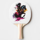 Strijdpaard in waterverf tafeltennisbatje (Voorkant)