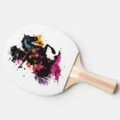 Strijdpaard in waterverf tafeltennisbatje (Zijkant)