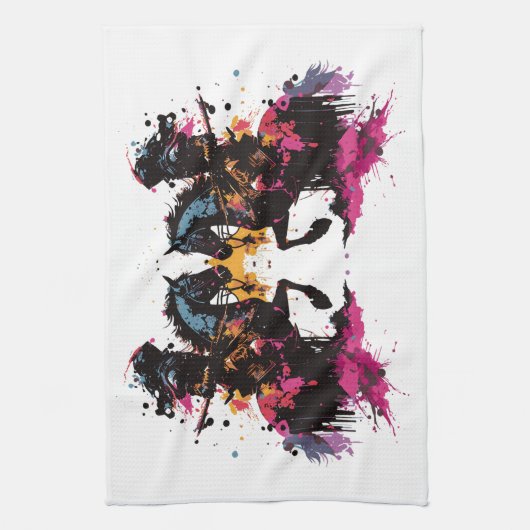 Strijdpaard in waterverf theedoek (Verticaal)