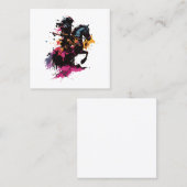 Strijdpaard in waterverf vierkante visitekaartje (Voorkant / Achterkant)