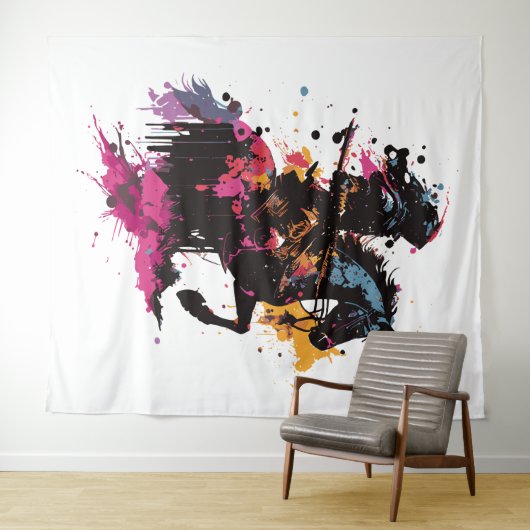 Strijdpaard in waterverf wandkleed (In Situ (horizontaal))