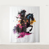 Strijdpaard in waterverf wandkleed (Voorkant)