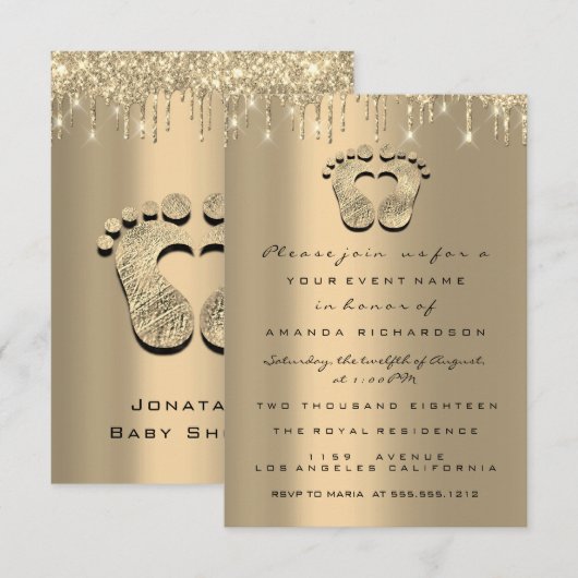Strijdt Glitter Baby shower Feet Sepia Stippen Gir Kaart (Voorkant / Achterkant)