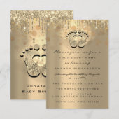 Strijdt Glitter Baby shower Feet Sepia Stippen Gir Kaart (Voorkant / Achterkant)