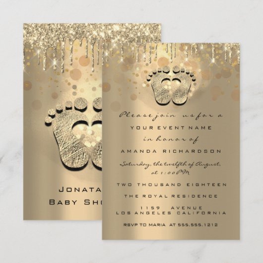 Strijdt Glitter Baby shower Feet Sepia Stippen Gir Kaart (Voorkant / Achterkant)