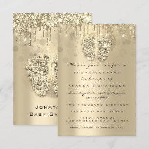 Strijdt Glitter Baby shower Feet Sepia Stippen Gir Kaart