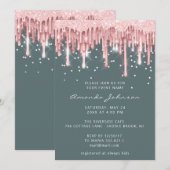 Strijdt Glitter Bridal Wedding Sweet 16 Roos Mint Kaart (Voorkant / Achterkant)