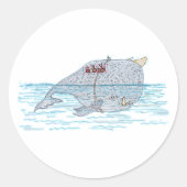 strijdwalvis ronde sticker (Voorkant)