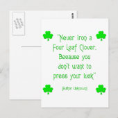 Strijk nooit een klavertjevier.... briefkaart (Voorkant / Achterkant)