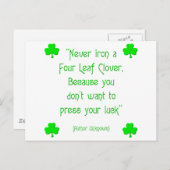 Strijk nooit een klavertjevier.... briefkaart (Voorkant / Achterkant)