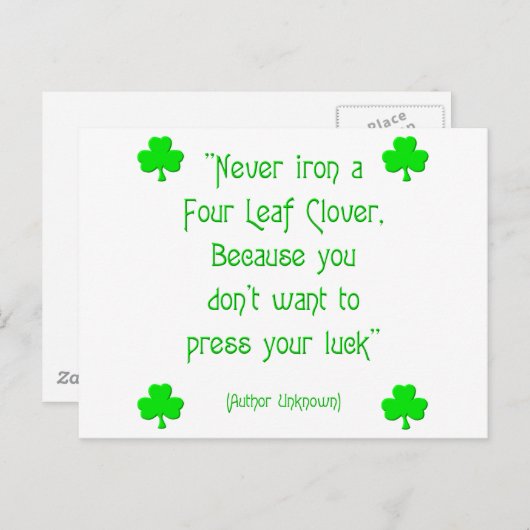 Strijk nooit een klavertjevier.... briefkaart (Voorkant / Achterkant)