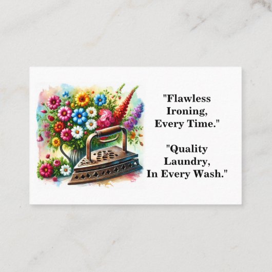  strijkijzer Bloemen Strijkmachine Stomerij Stomer Visitekaartje (Achterkant)