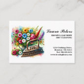  strijkijzer Bloemen Strijkmachine Stomerij Stomer Visitekaartje (Voorkant)