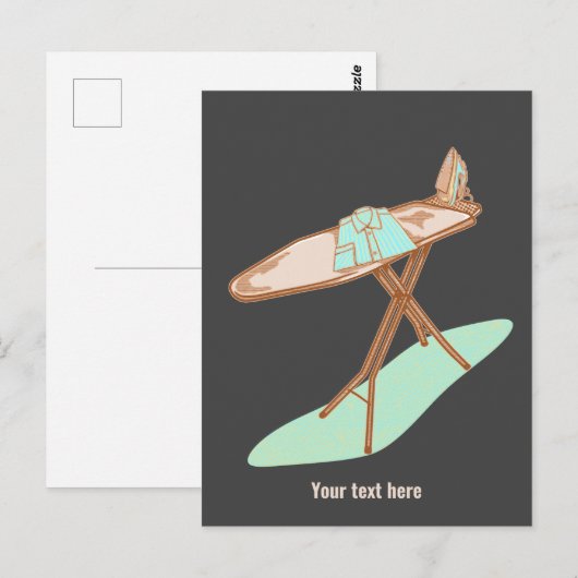 Strijkijzer en strijkplank huishoudelijke taken briefkaart (Voorkant / Achterkant)